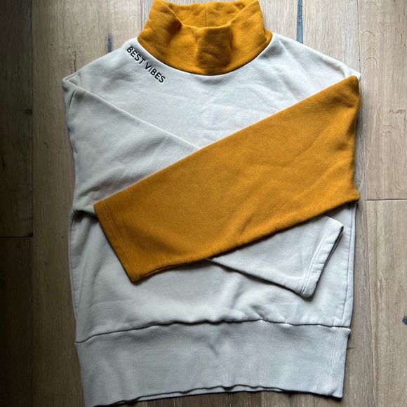 Zara ‘best vibes’ cream and mustard turtleneck sweatshirt size S - Picture 4 of 5